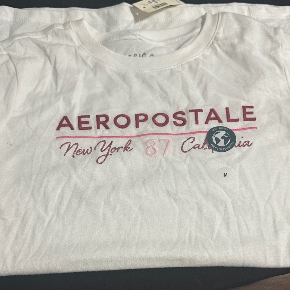 Aeropostale White and Pink Kids Tee